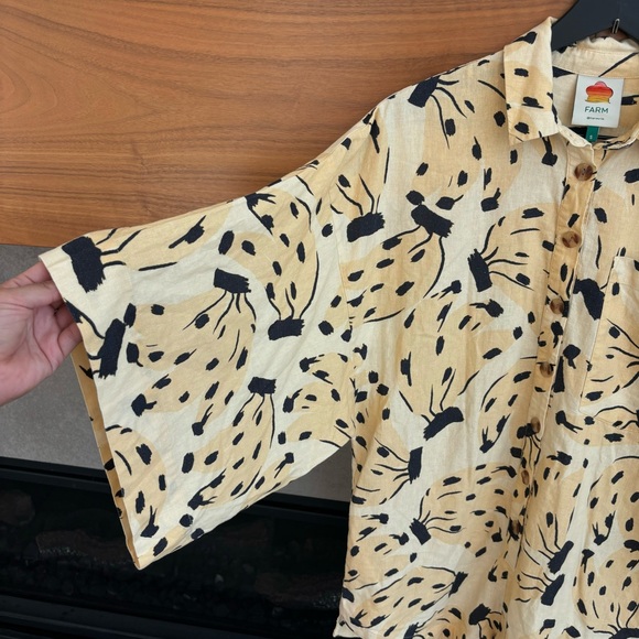 FARM Rio Bossa Banana Linen Blend Romper, Size S - Picture 8 of 15